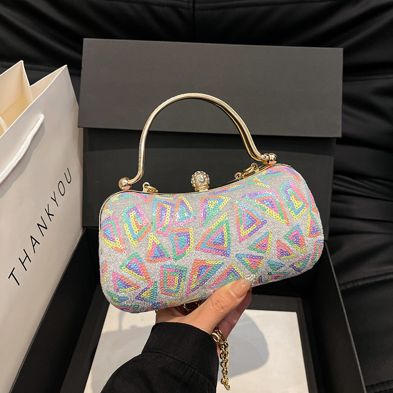 Wholesale splicing round portable clip shell bag chain slung bag